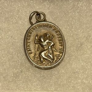 Vintage Pre Owned Sterling Silver St. Christopher Medal. 1 inch long